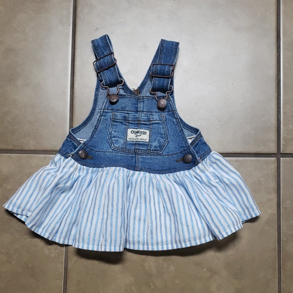 OshKosh B'gosh Blue and White Striped Overalls 3M